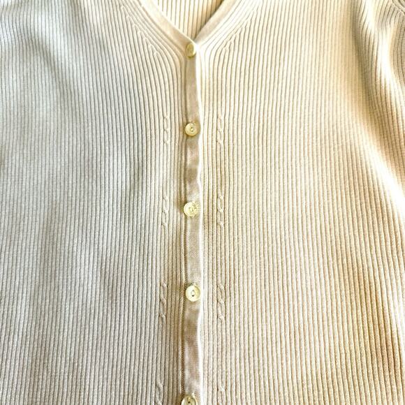 Requirements Womens XL White Long Sleeve Ribbed Button-up Sweater Casual Career - Picture 5 of 9